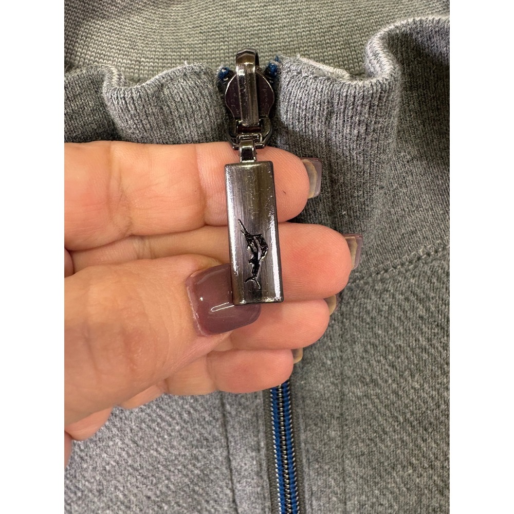 Tommy Bahama Mens 2XL Reversible Quarter Zip Pullover Gray Striped Sweater - Picture 9 of 13